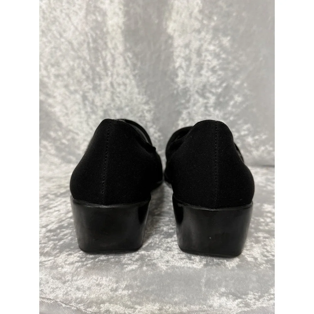 Aerosoles Stemware Black Stretch Fabric Square Toe Wedge Loafers‎ Womens Sz-9.5M